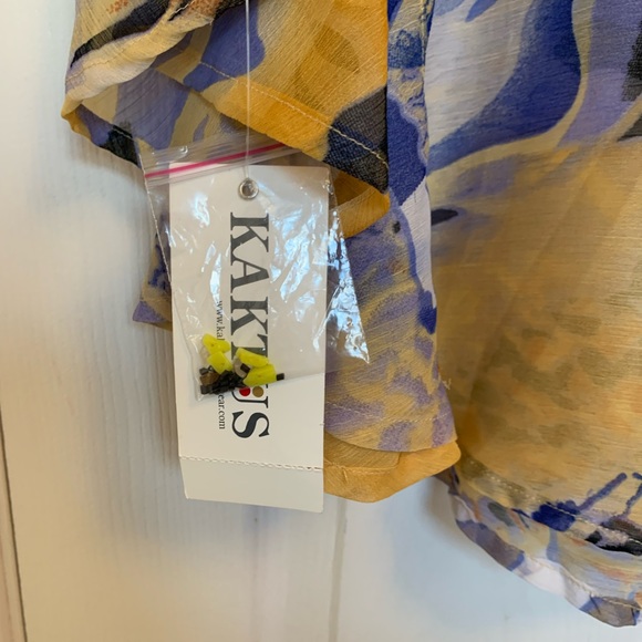 Kaktus Beaded Sheer Poncho Blouse Size Medium - Picture 11 of 16